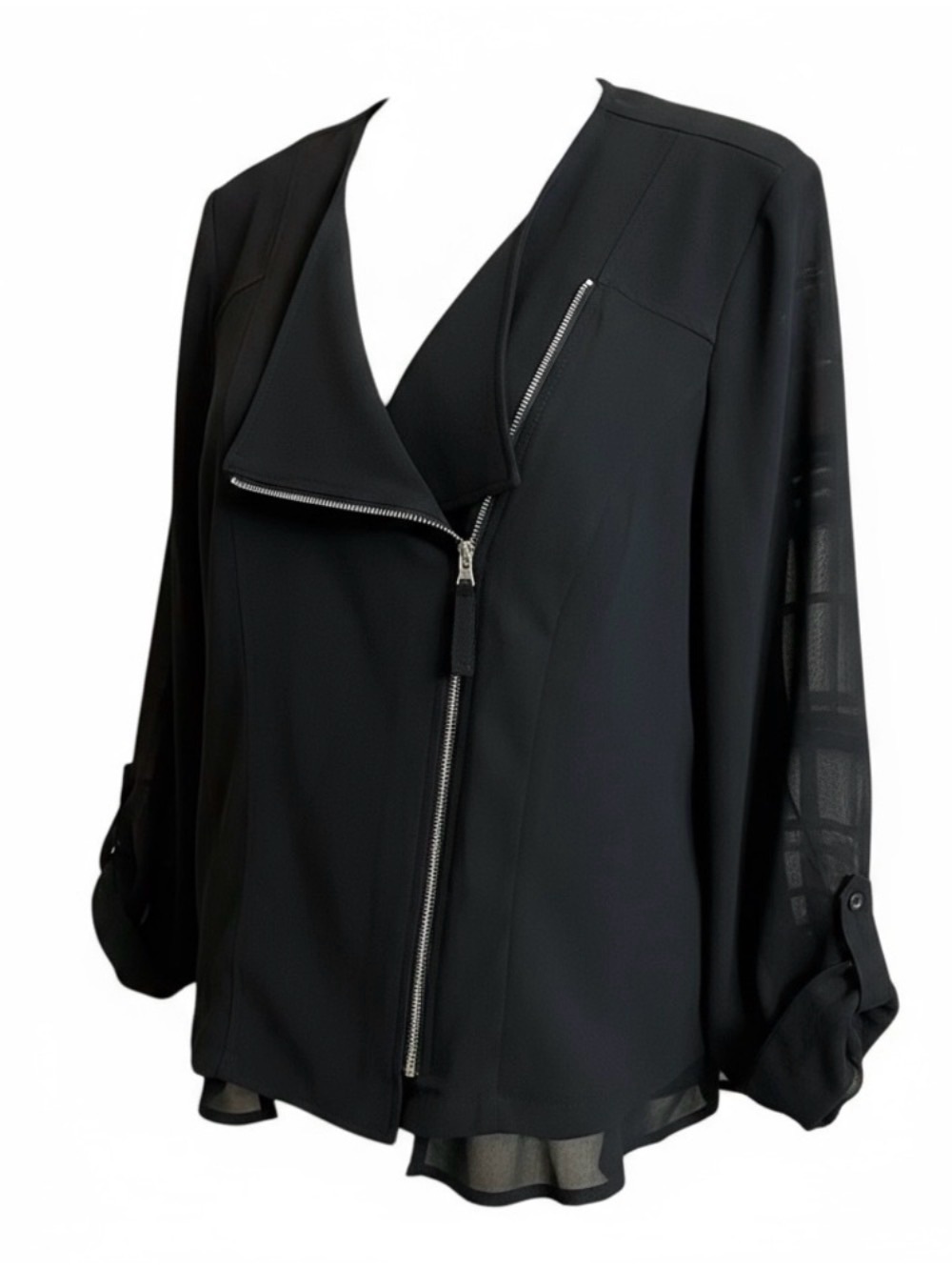 Lane Bryant Black Asymmetric Zip-Front Blazer Jacket